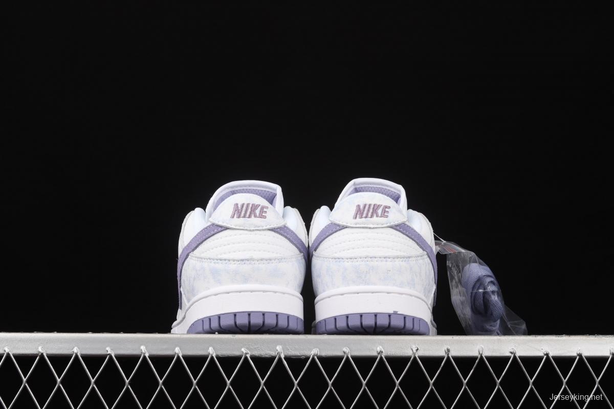 NIKE SB DUNK Low Prm white light purple color SB buckle rebound fashion leisure board shoes DM9467-500