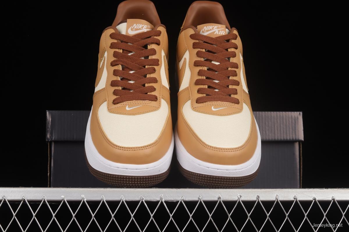 NIKE Air Force 1'07 Low milk tea brown canvas leather color matching low-top casual sneakers DJ6395-100