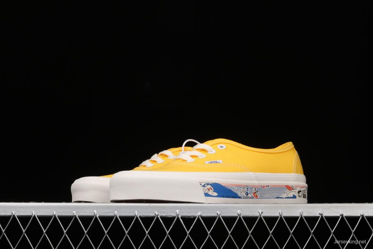 Vans Authentic 44 DX yellow canvas surfing printed Anaheim vintage board shoes VN0A54F241Q