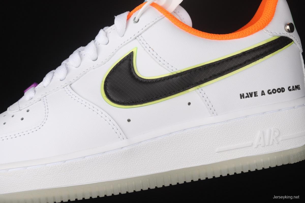 NIKE Air Force 1107white-black orange low-top leisure sports shoes DO2333-101,