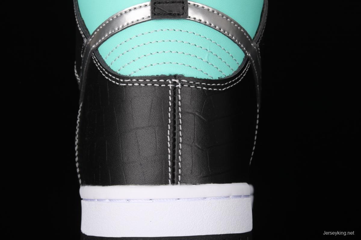 NIKE SB x Diamond DUNK Hi Tiffany joint name ice blue high top casual skateboard shoes 653599-400