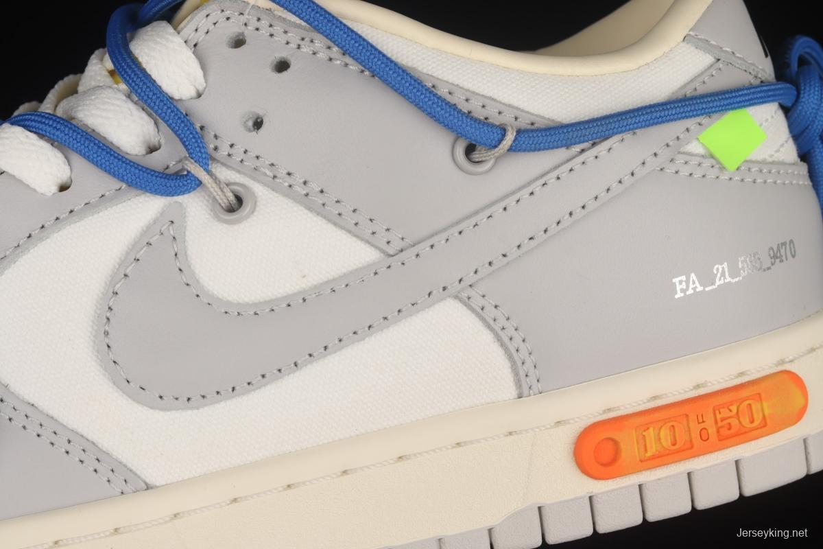 OFF-White x NIKE DUNK Low OW white gray leisure sports skateboard shoes DM1602-112