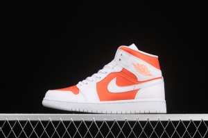 Air Jordan 1 Mid White Orange Zhongbang Basketball shoes CZ0774-800