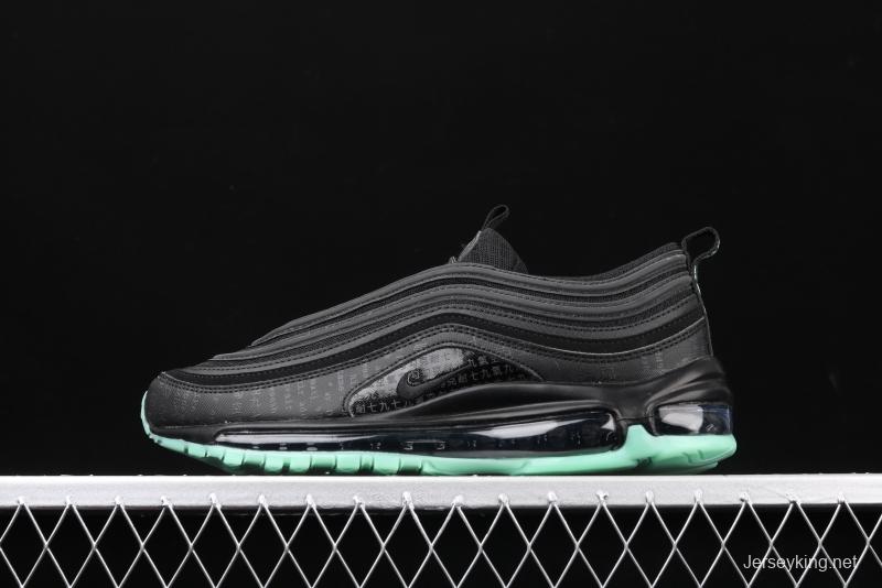 NIKE Air Max 97 GLOW black and green luminous bullet air cushion running shoes 921826-017