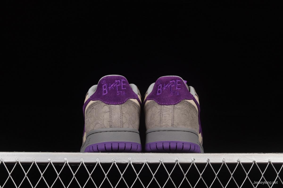 Human MAdidase Bape Sta Sk8 To Nigo trend godfather Nigo brand ape head classic skateboard shoes 1G801009I gray and purple leisure sports shoes