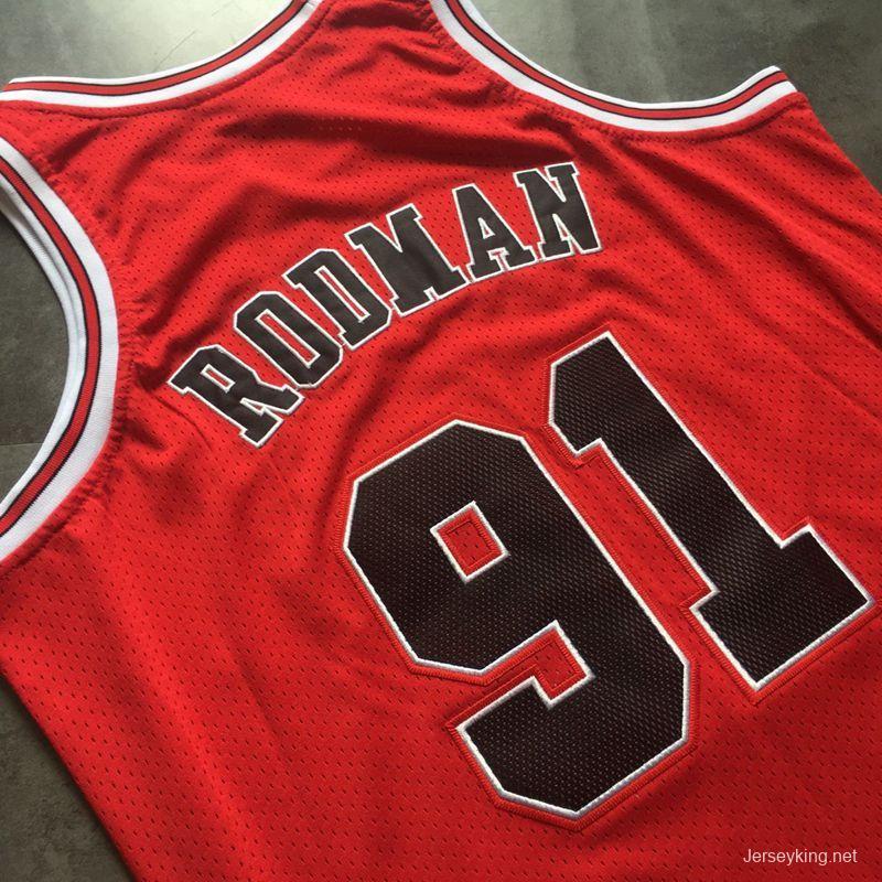 Men's Dennis Rodman Red Retro Classic Team Jersey