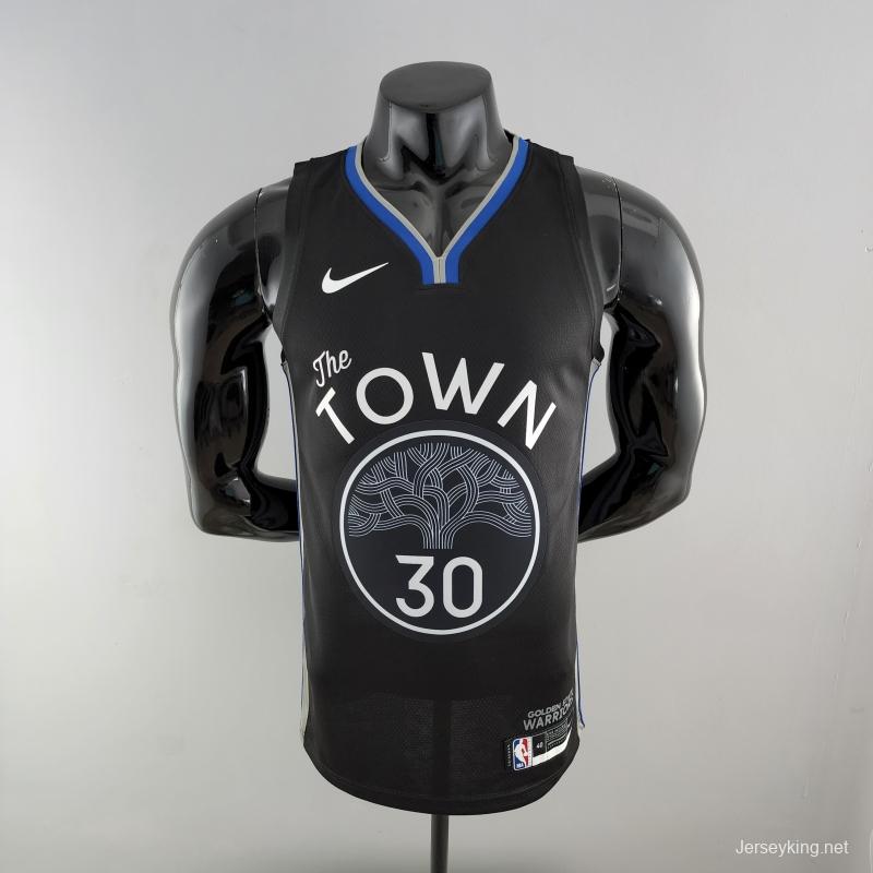 2020 Curry#30 Warriors City Edition Black And Grey NBA Jersey