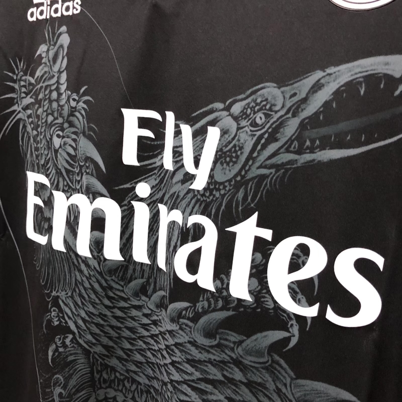 Retro 14/15 Real Madrid Third Dragon Black Soccer Jersey