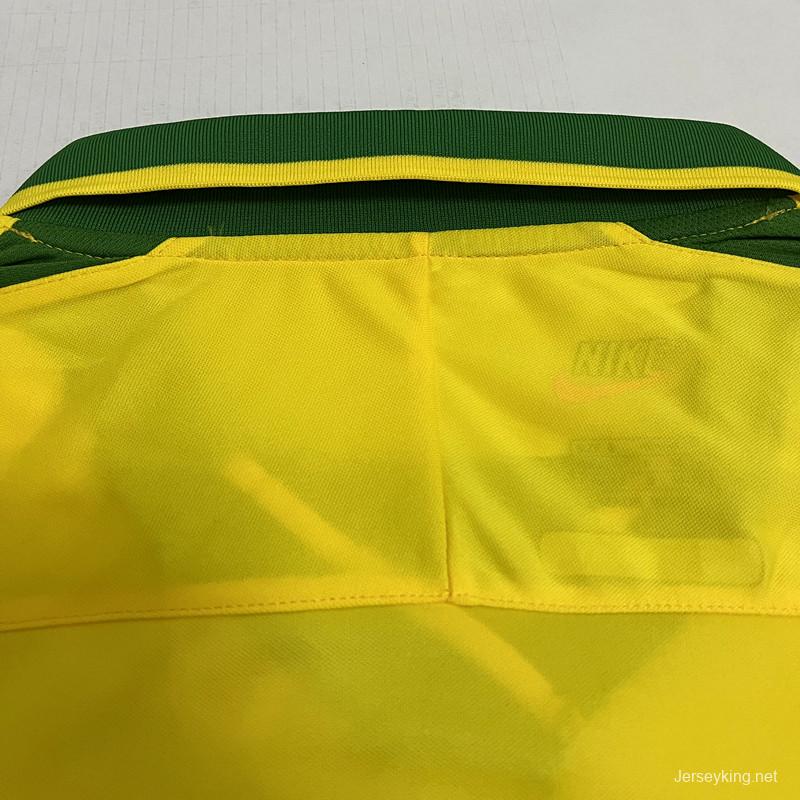 Retro 1997 Brazil Home Soccer Jersey