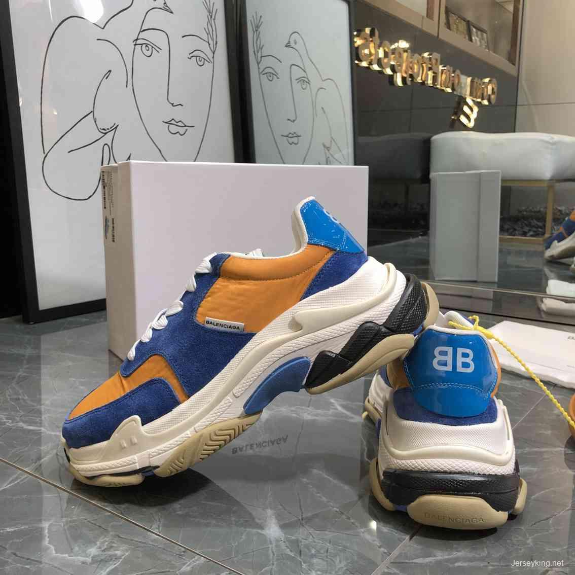 Men/Women Balenciaga Triple S Sneaker Navy/Brown Item 6380340