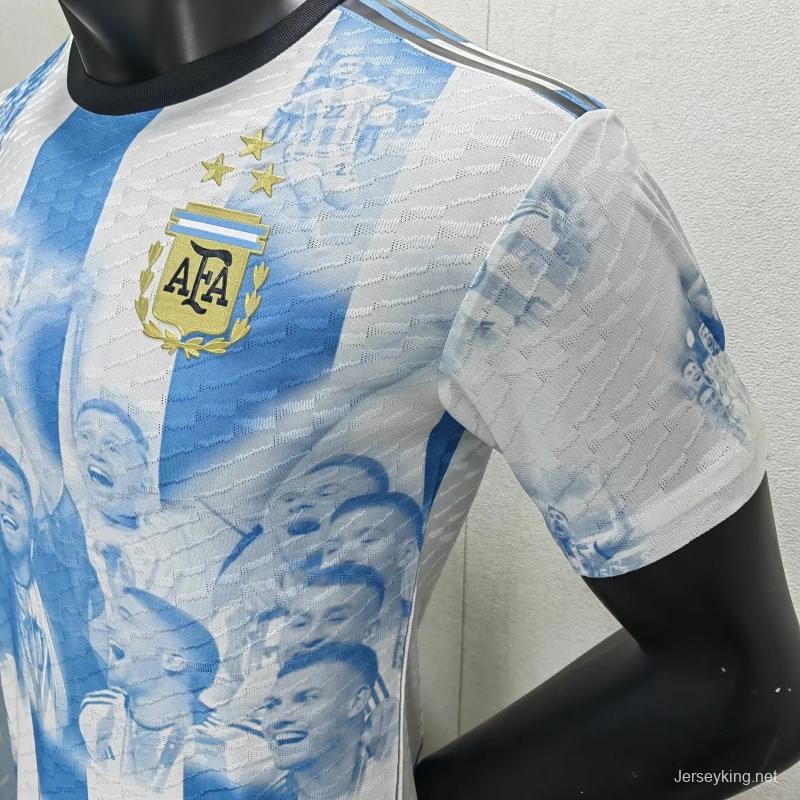 Player Version 3 Stars 2022 Argentina Campeones Mundo Home Special Jersey