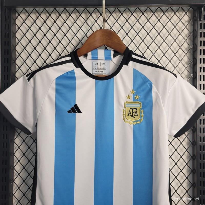 3-Stars 2023 Kids Argentina Home Jersey