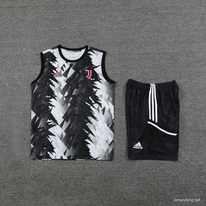 23-24 Juventus Black White Vest Jersey+Shorts