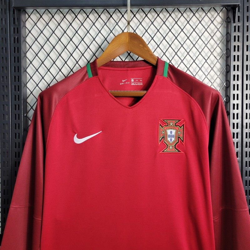 Retro 2016  Portugal Home Long Sleeve Jersey