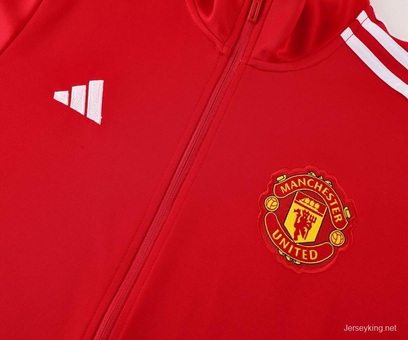 24/25 Manchester United Red Full Zipper Jacket +Long Pants