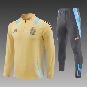 2024 Argentina Golden Half Zipper Jacket+Long Pants