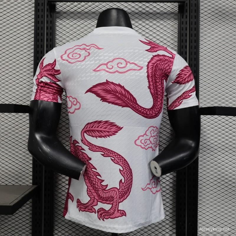 Player Version 2025 Japan National Team White with Pink Dragon Design Jersey