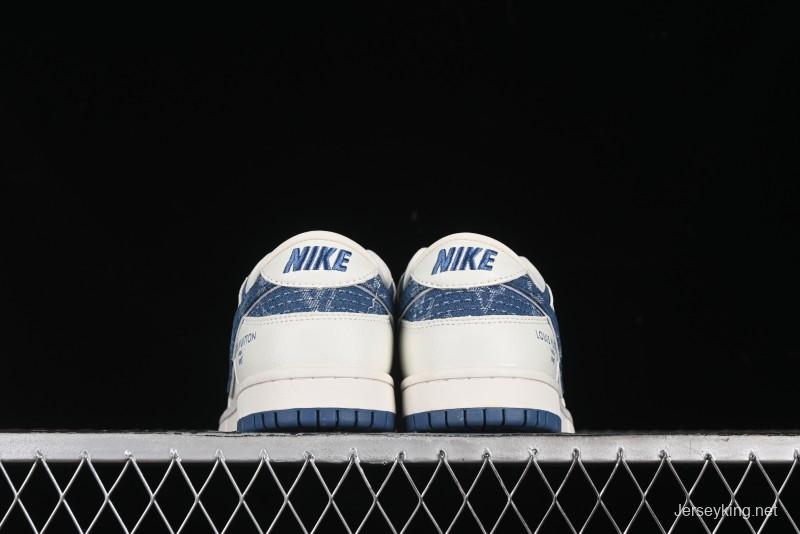 Nike SB Dunk Low LV Collaboration - Light Blue Denim Hook Anniversary High-End Custom Low-Top Casual Skate Shoes - JH8310-955