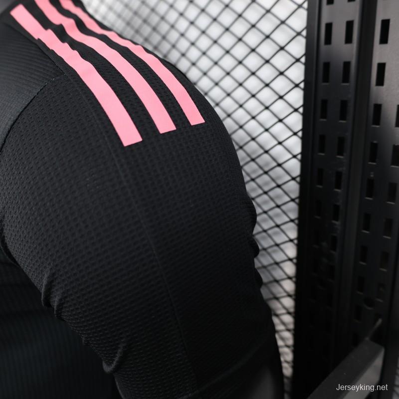 Player Version 2025 Algeria Black with Pink Ornamental Pattern Jersey