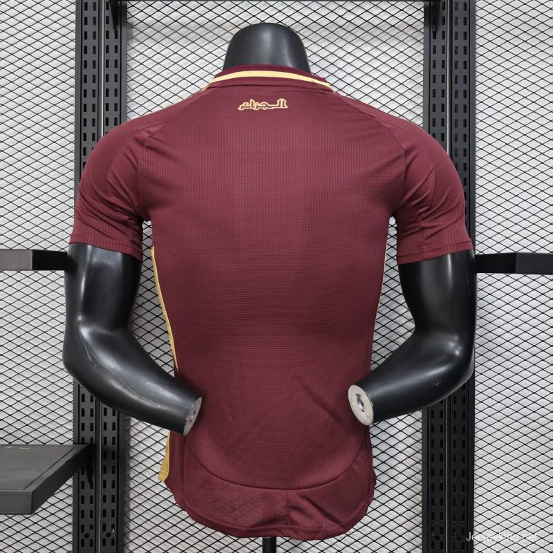 Player Version 2025 Algeria Burgundy with Gold Ornamental Pattern Jersey