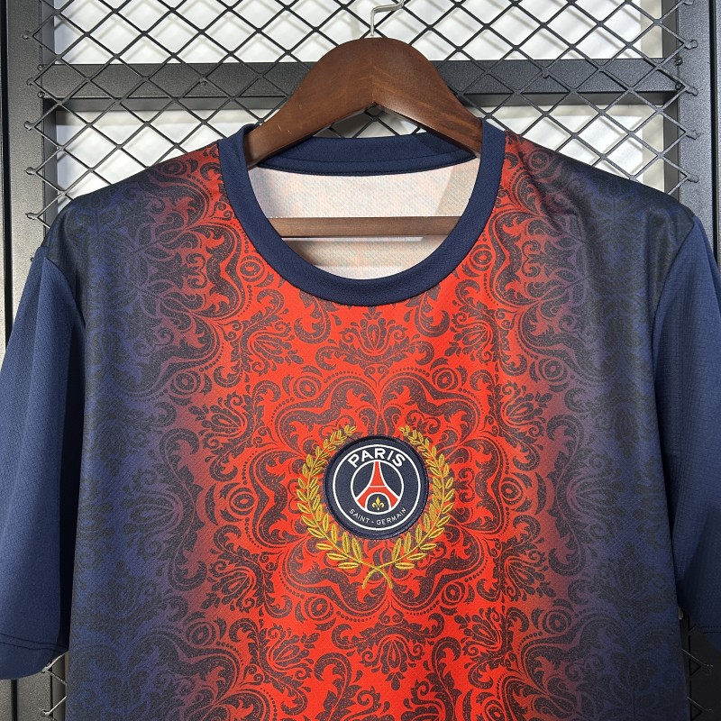 25/26 PSG  Paris Saint-Germain Navy with Red Ornate Pattern Jersey