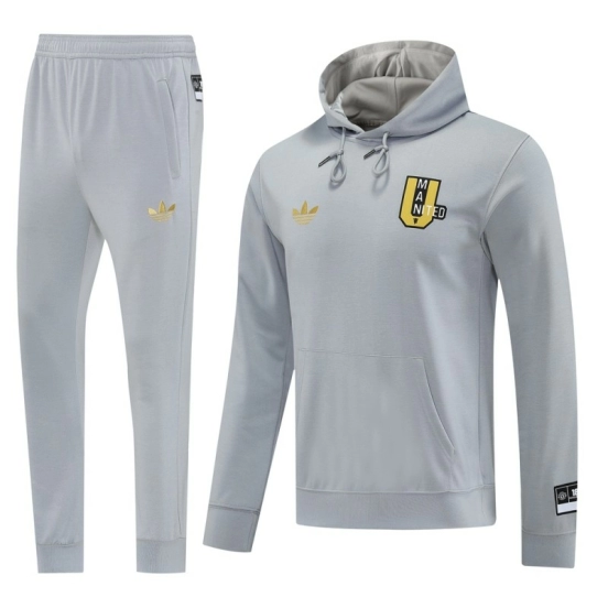 25/26 Manchester United Hooide Grey Full Zipper Jacket + Long Pants