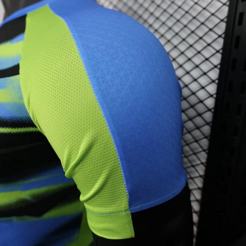 Player Version 25/26 Olympique de Marseille Neon Green Blue Black Gradient Stripe Jersey