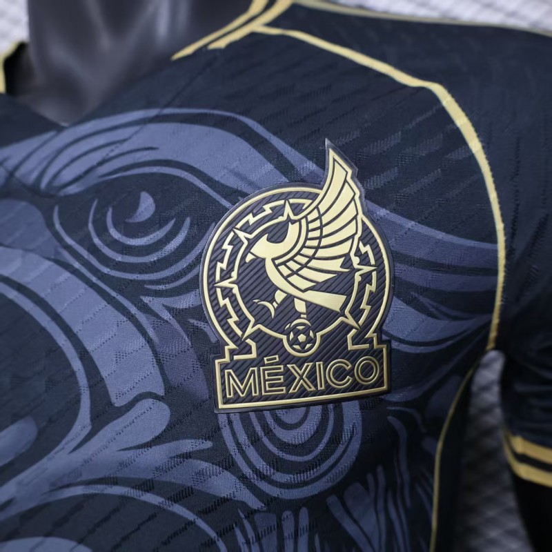 Player Version 2025 Mexico Black with Eagle Feather Pattern Jersey