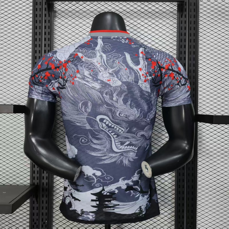 Player Version 2025 Japan Gray with Traditional Dragon and Cherry Blossom Pattern Jersey