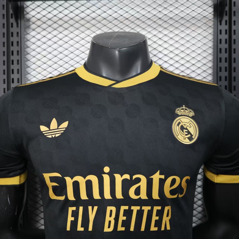Player Version 25/26 Real Madrid Black with Gold Trim Jersey
