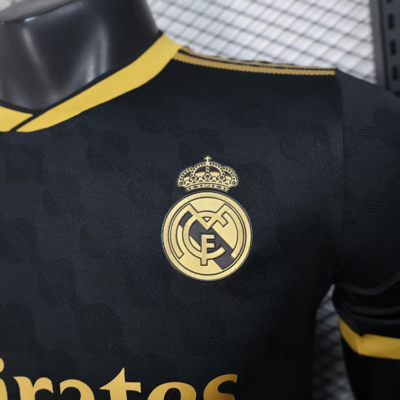 Player Version 25/26 Real Madrid Black with Gold Trim Jersey