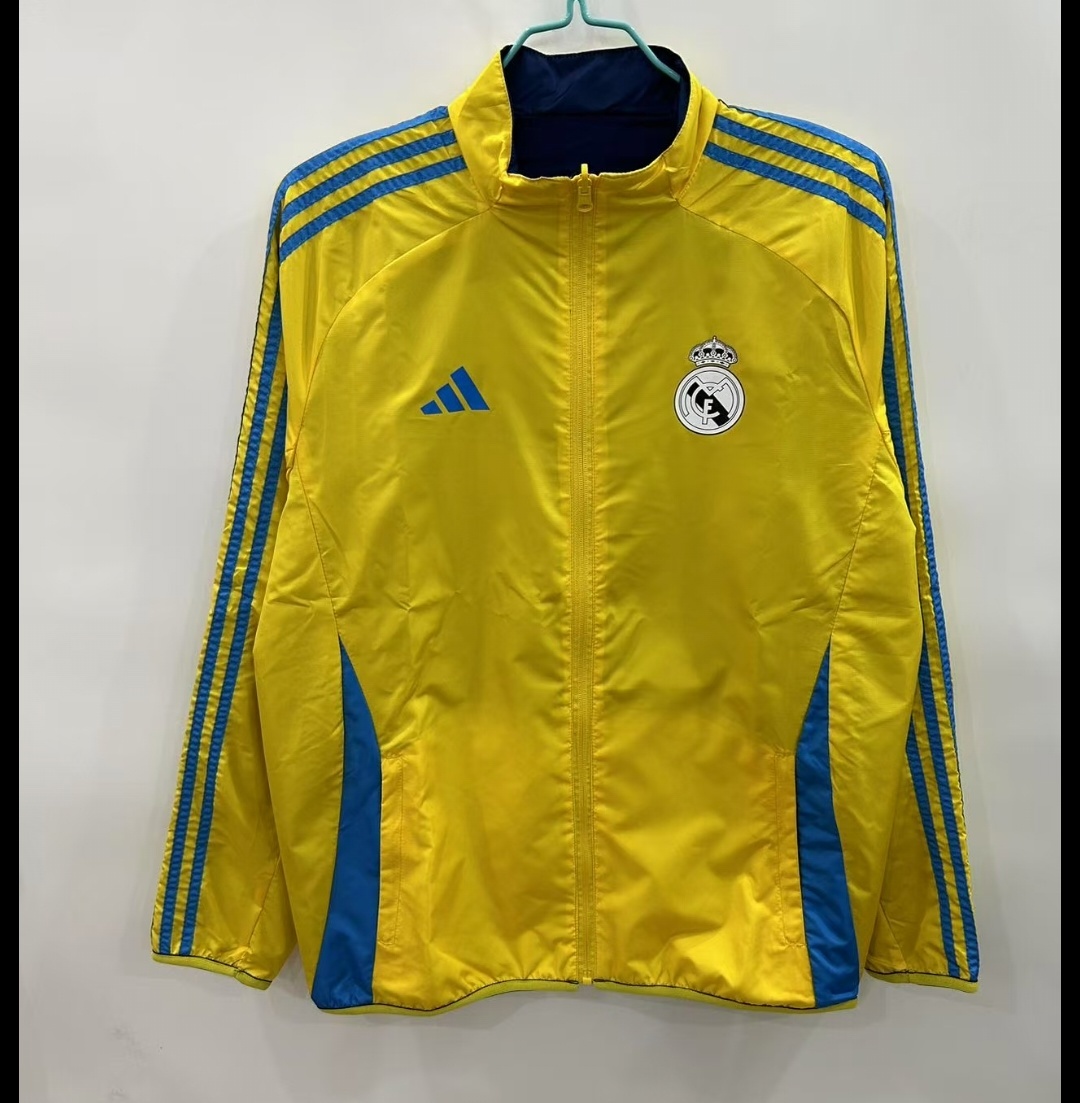 25/26 Real Madrid Yellow/Navy Reversible Windbreaker