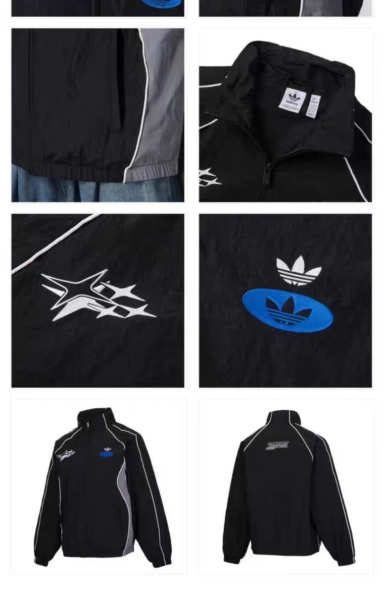2025 Adidas originals Grey Full Zipper Windbreaker