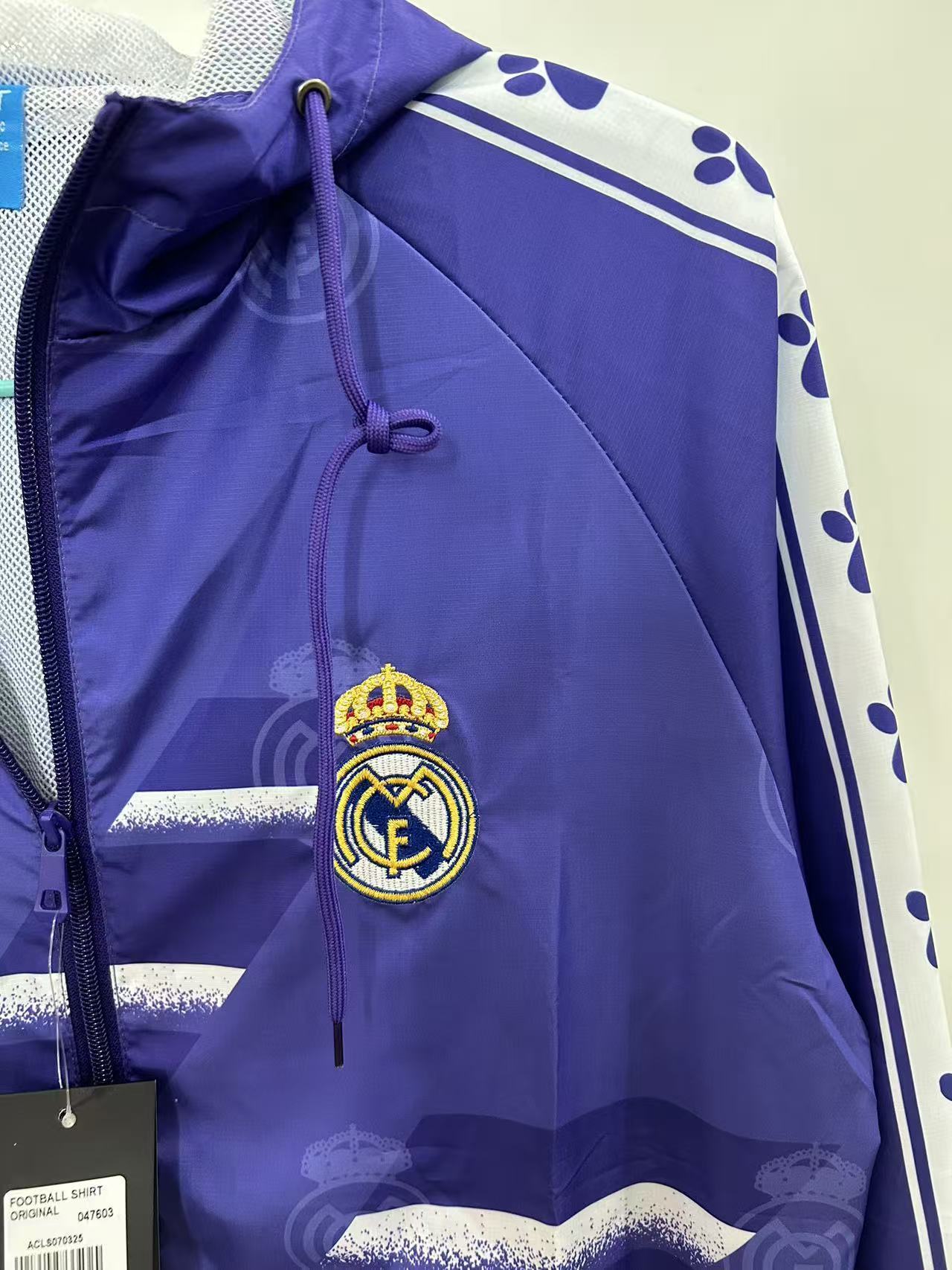 25/26 Real Madrid Purple with White Spray Pattern Windbreaker