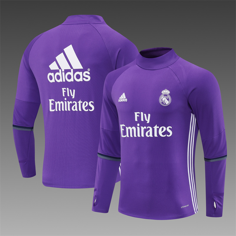 Retro 16/17 Real Madrid Purple Half Zipper Jacket