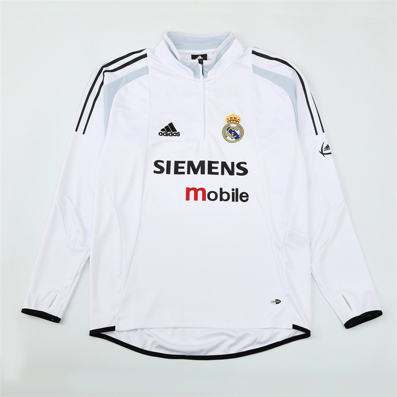 Retro 04/05 Real Madrid White Half Zipper Jacket