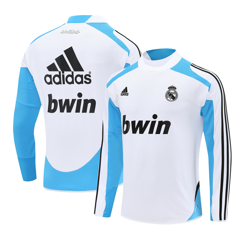 Retro 12/13 Real Madrid White/Blue Half Zipper Jacket