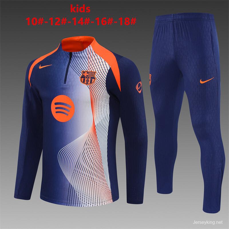 25/26 Kids Barcelona Blue Orange Camouflage T90 Short Sleeve Jersey+Shorts