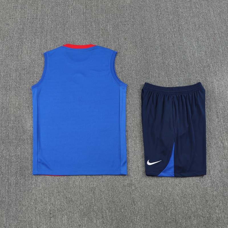 25/26 PSG Red/Blue Vest Jersey+Shorts