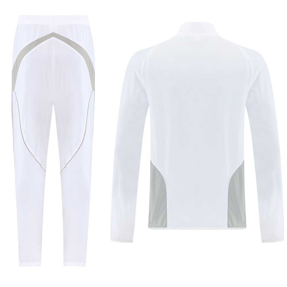 25/26 Real Madrid White Half Zipper Jacket+Long Pants S-3XL