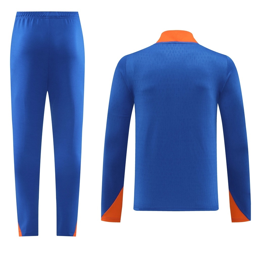 2025 Netherlands Blue Half Zipper Jacket+Long Pants