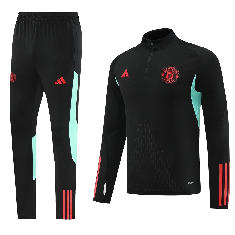 25/26 Manchester United Black Half Zipper Jacket+Long Pants