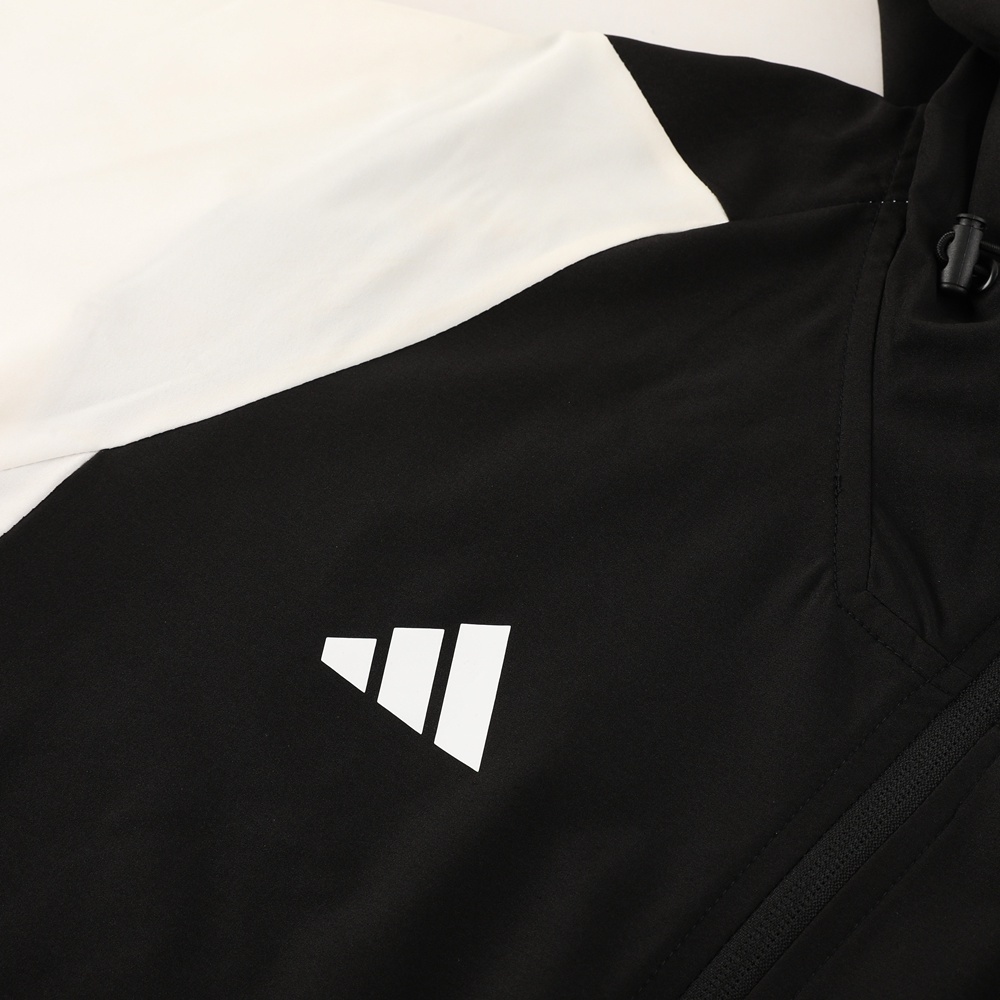 2025 Adidas Black White Half Zipper Jacket+Long Pants S-2XL