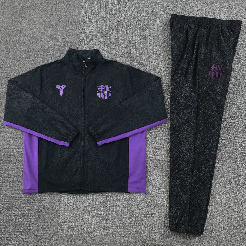25/26 Barcelona Black S-3XL Half Zipper Jacket+Long Pants