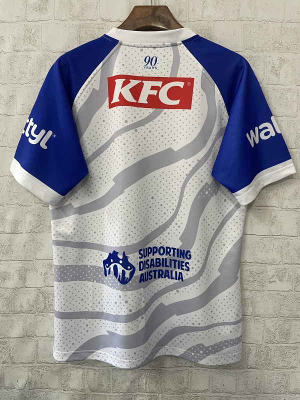 25/26 Canterbury Bankstown Bulldogs Grey with Blue Sleeves and Wave Pattern Jersey
