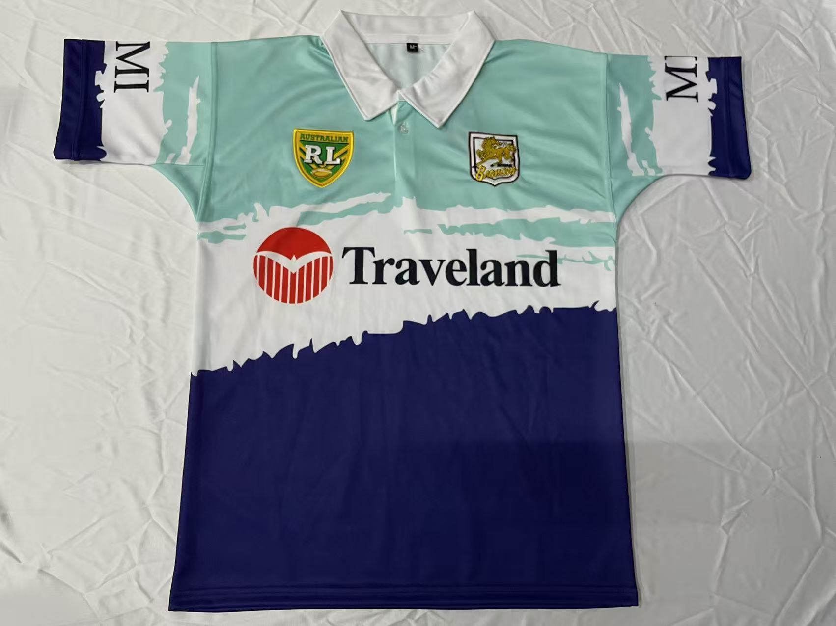25/26 Australian Rugby League Teal White Navy with Brush Stroke Design Jersey