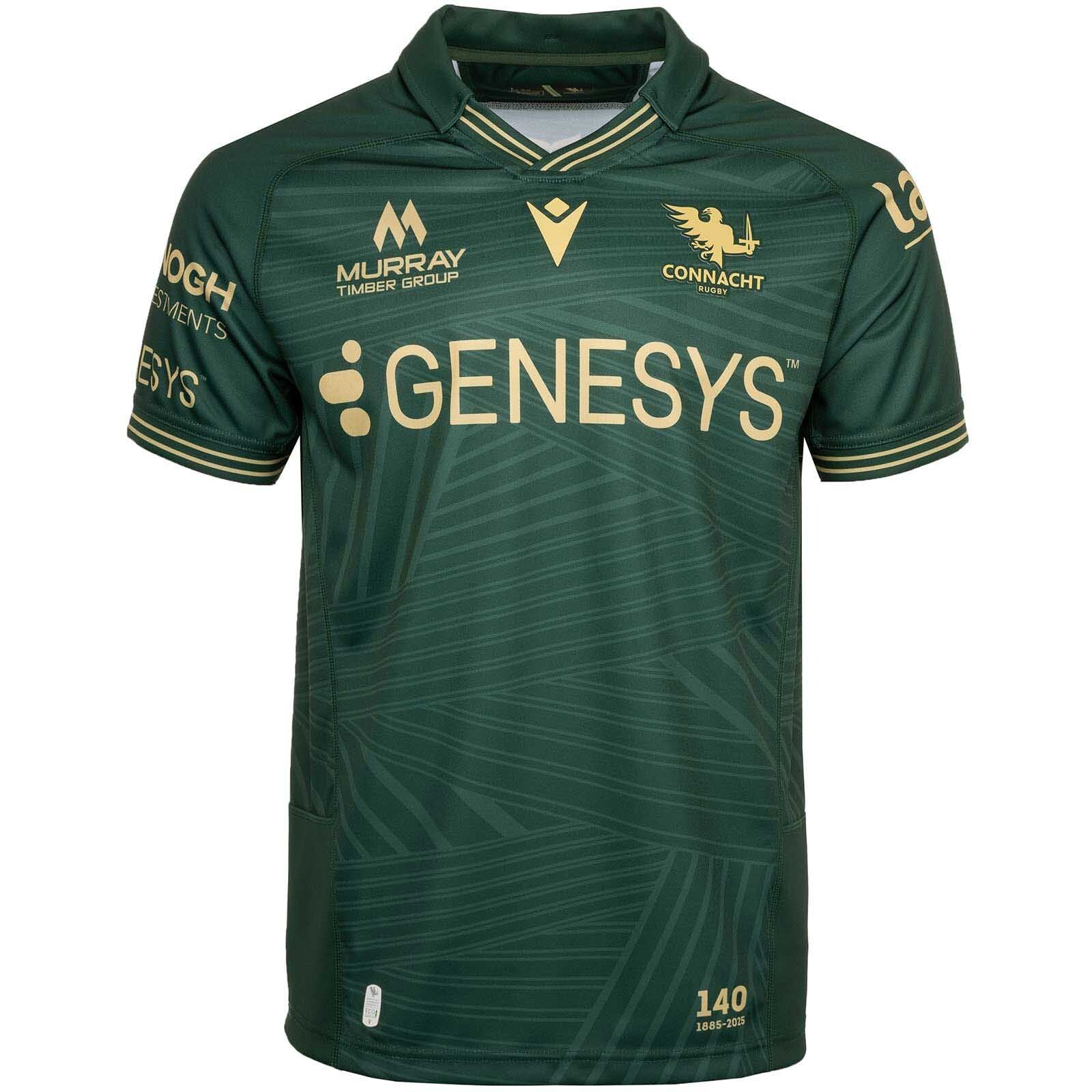 25/26 Connacht Green with Gold Geometric Pattern Home Jersey