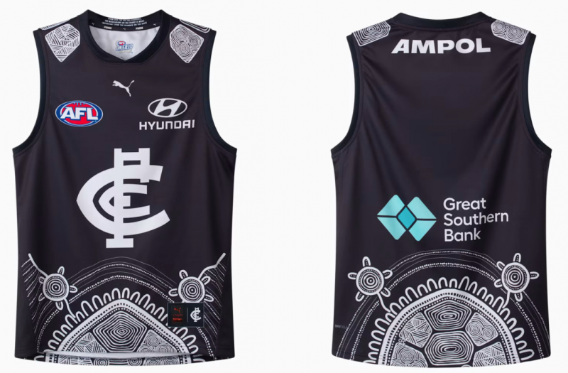 25/26 Carlton Blues Navy with White Aboriginal Art Jersey