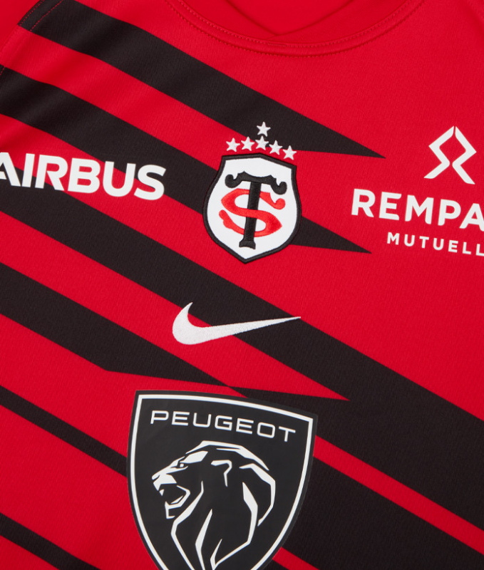 25/26 Stade Toulousain Red with Black Diagonal Stripes Jersey