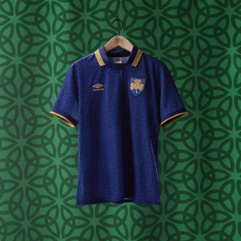 2025 Ireland Blue with Gold Trim and Geometric Pattern Jersey